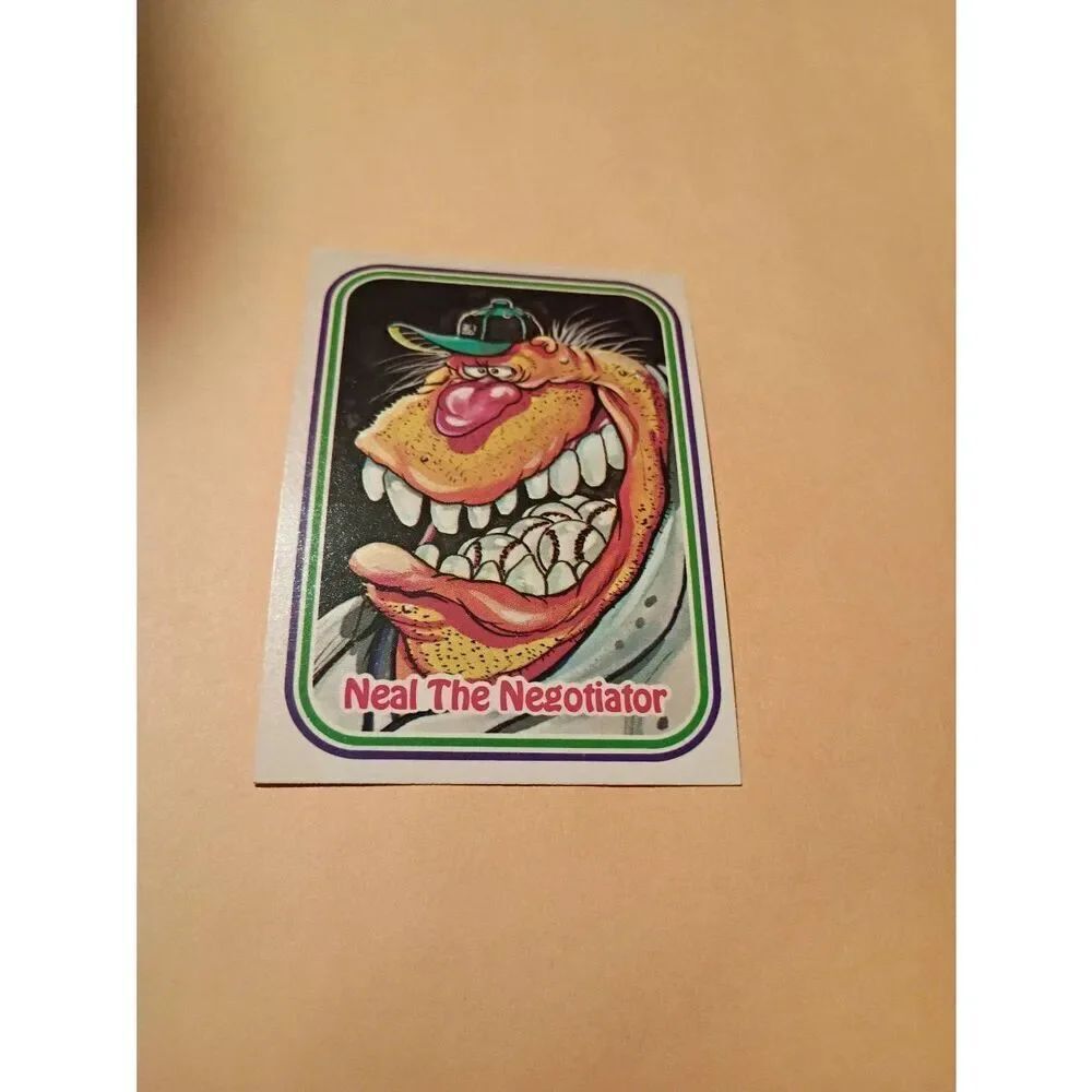 1988 Leaf Awesome All Stars Trading Card 55 Neal the Negotiator Baseball Parody